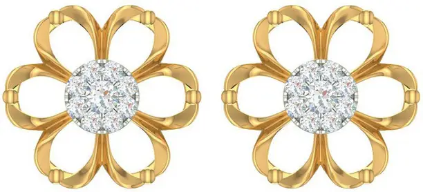 Kalyan Jewellers - Floral Gold Stud Earrings